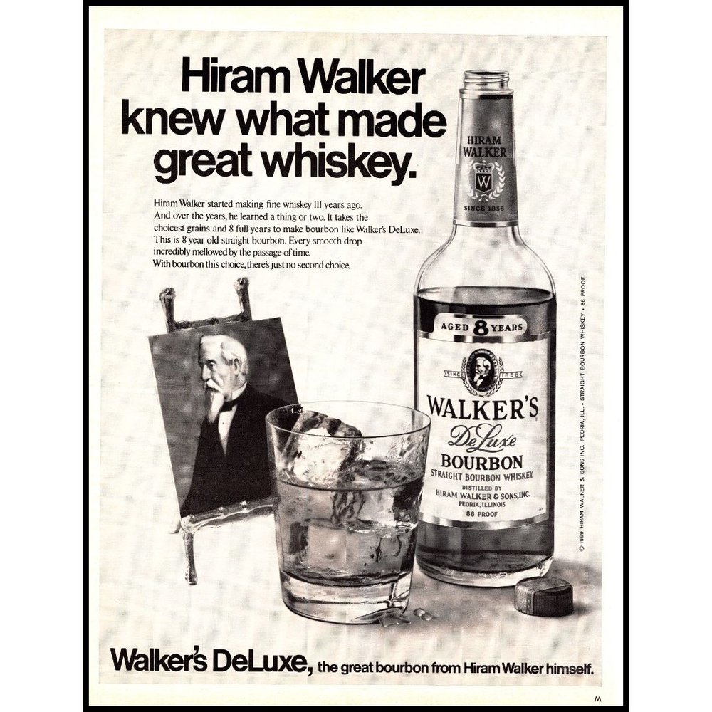 1970 Walker's Deluxe Bourbon Whiskey Vintage Print Ad Wall Art Photo 10x13